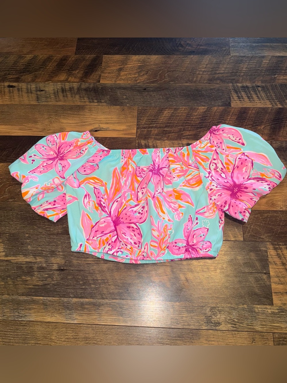 Lilly Pulitzer Aqua Floral Crop Top